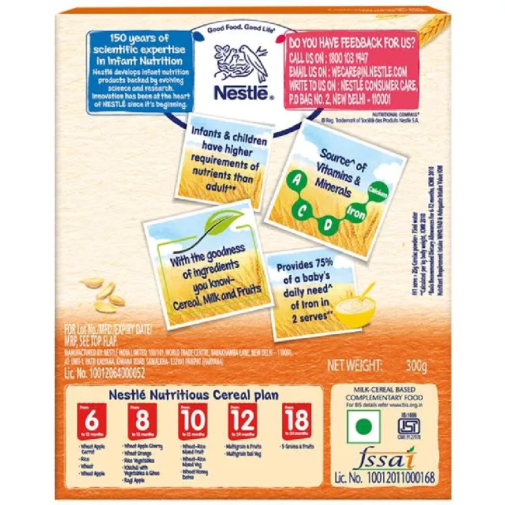 Nestle Cerelac Baby Cereal with Milk, Wheat Orange, From 8 To 24 Months, 300 g (Pack of 2)-2.webp